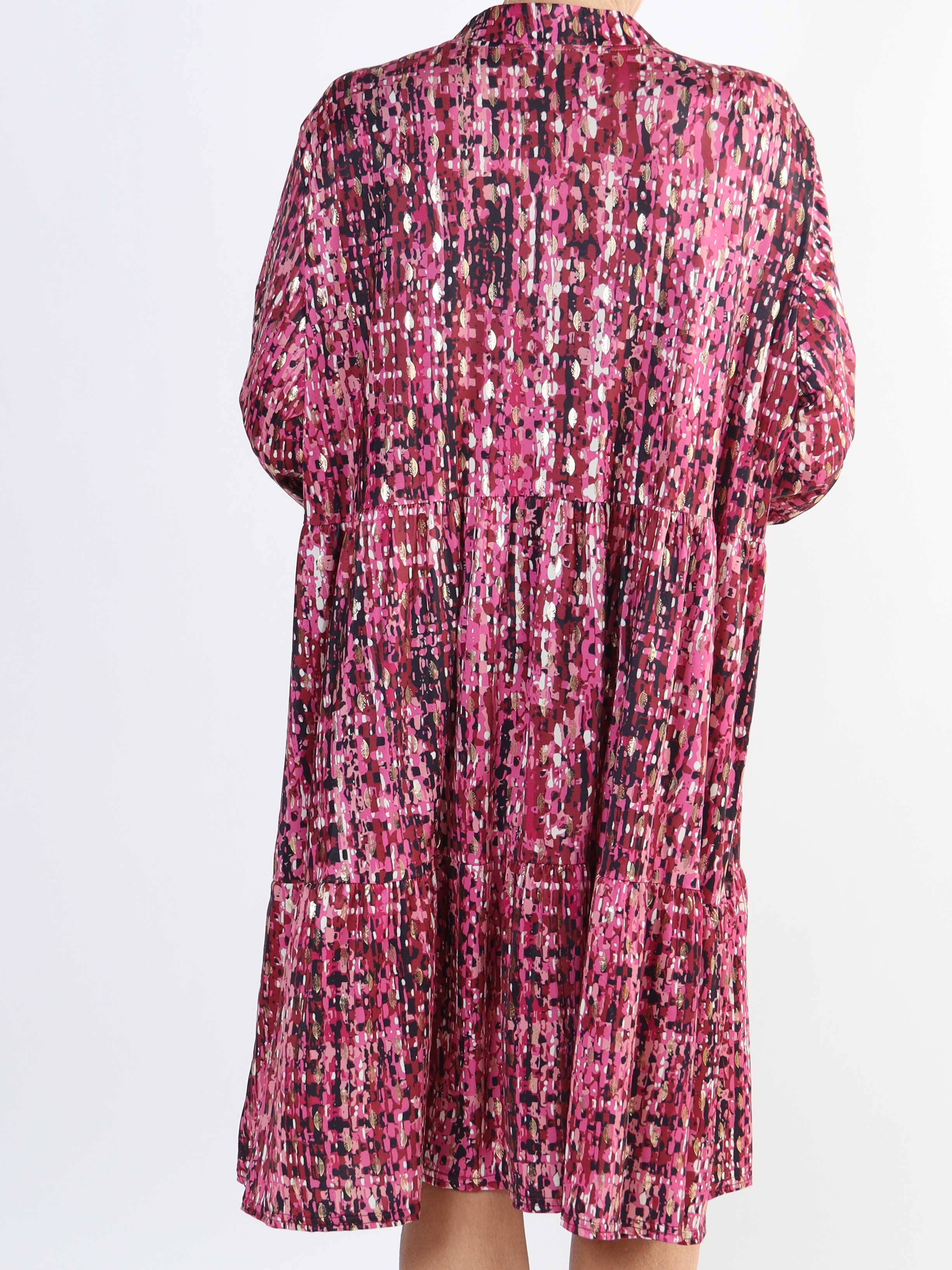 Milano Pattern Midi - Mønstret plus size kjole med lag på lag look